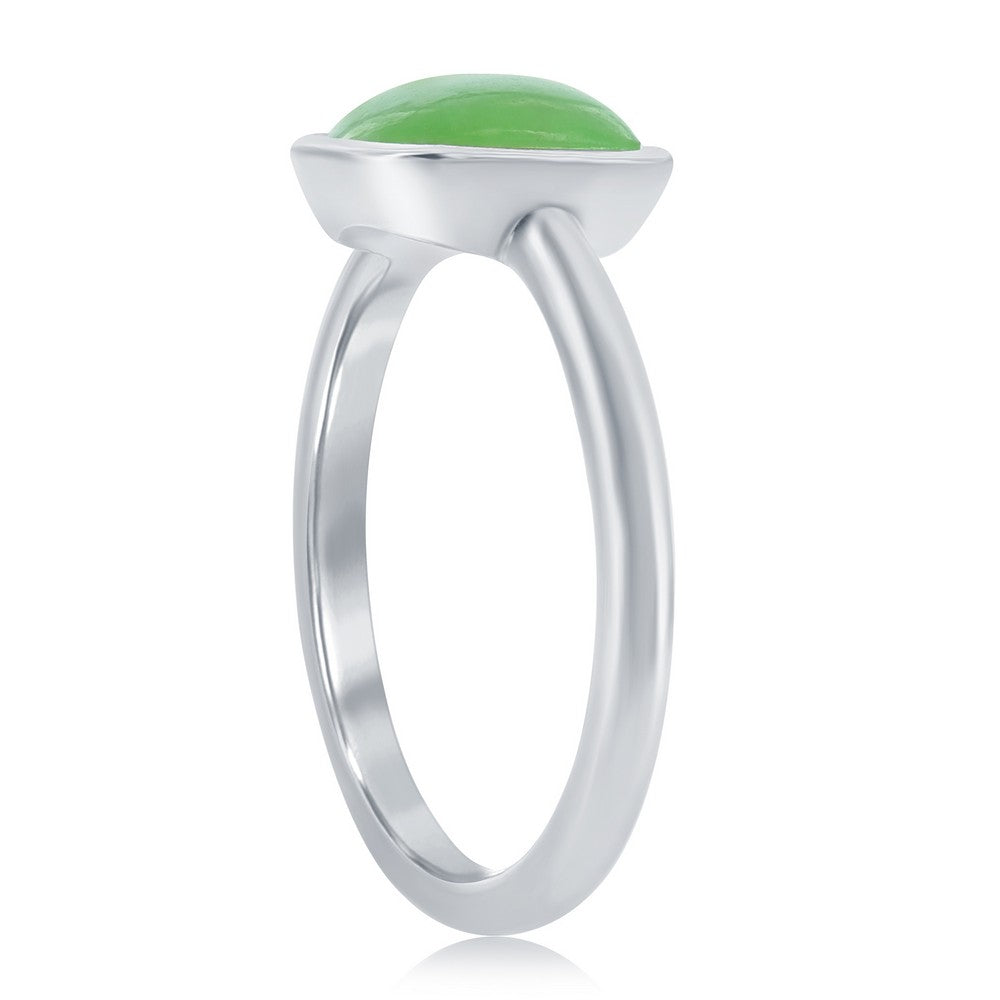 Sterling Silver 8mm Cushion Jade Ring