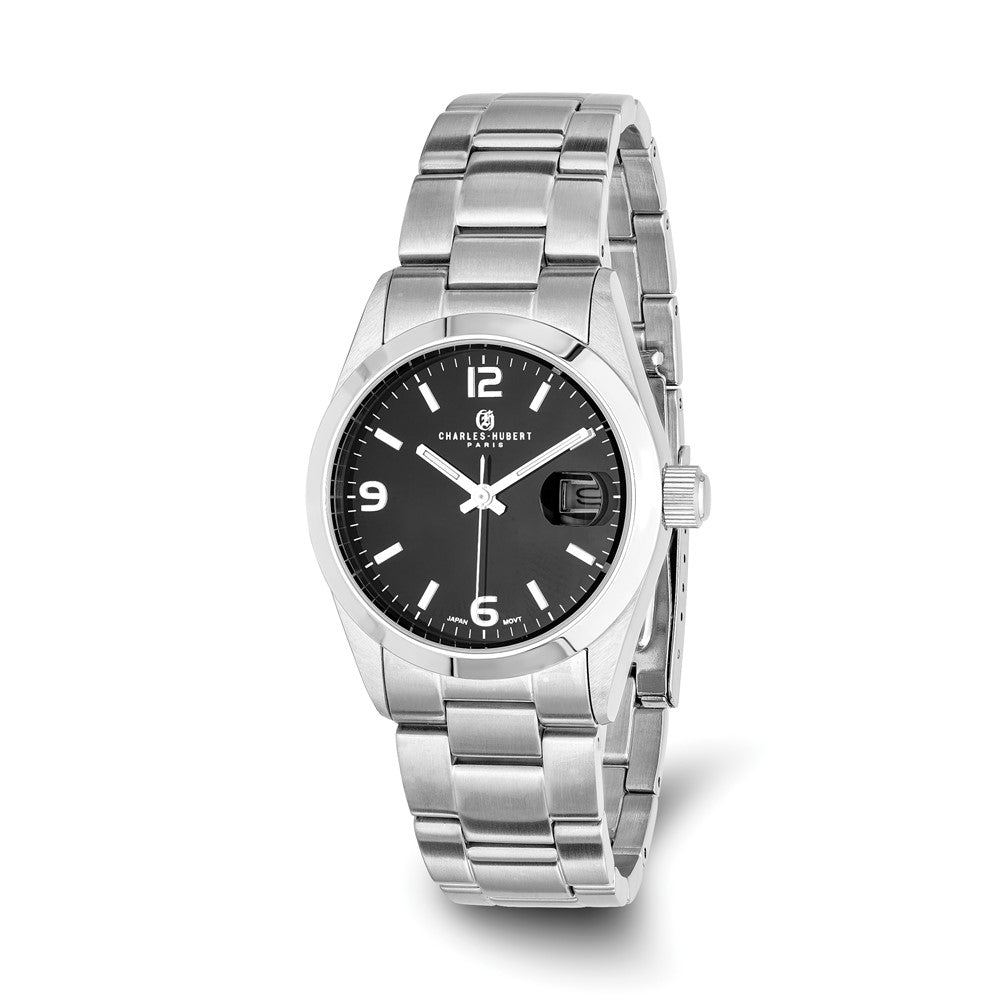 Mens Charles Hubert Stainless Steel Black Dial Watch