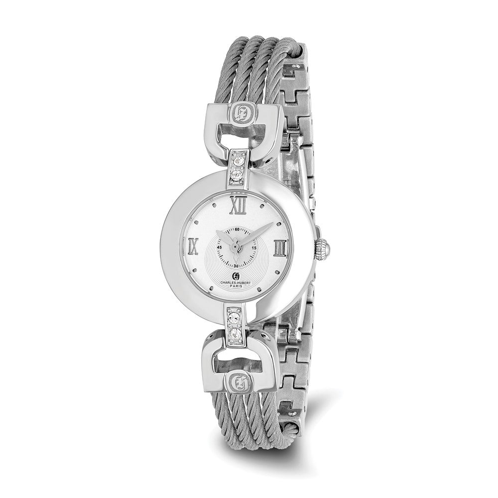 Charles Hubert Stainless Steel Wire Bangle Silver Dial Watch