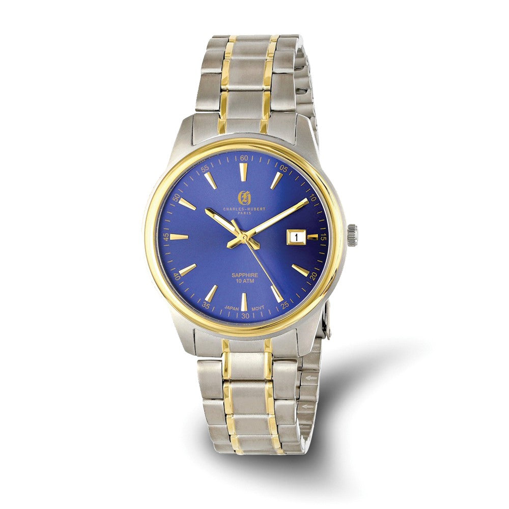 Mens Charles Hubert Two-Tone Titanium 40mm Blue Dial Watch