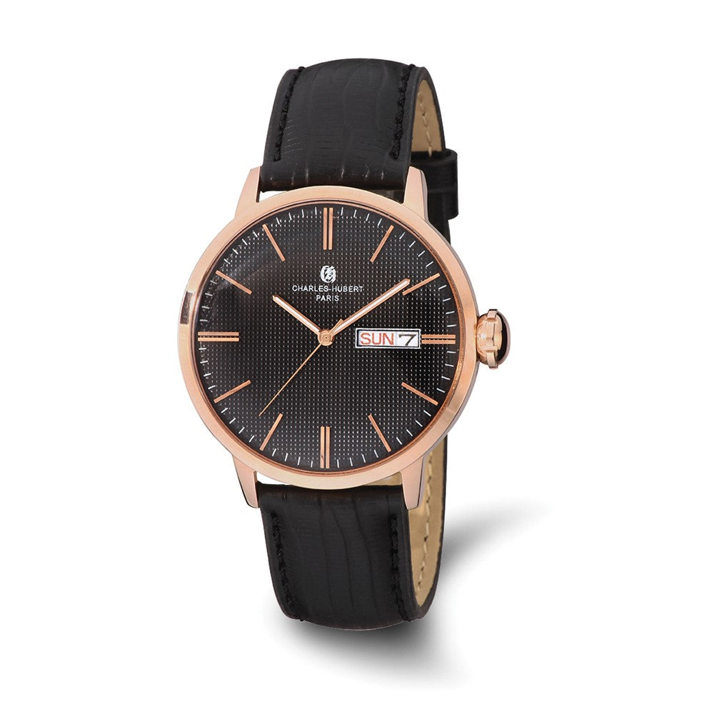 Mens Charles Hubert Stainless Steel Black Dial Watch