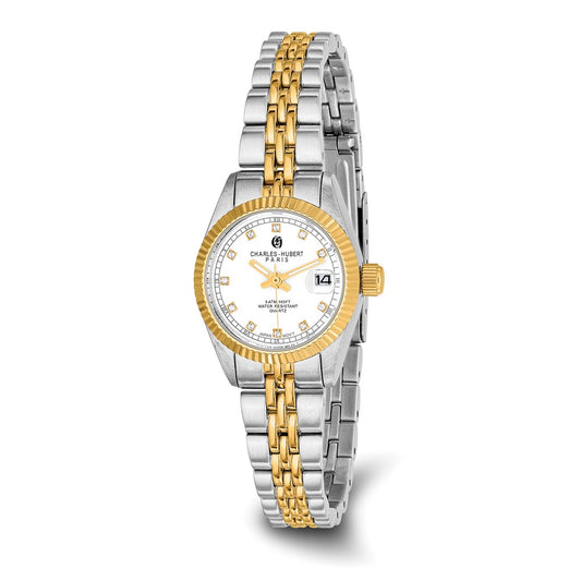 Ladies Charles Hubert Two-tone Stainless Steel White Dial Watch