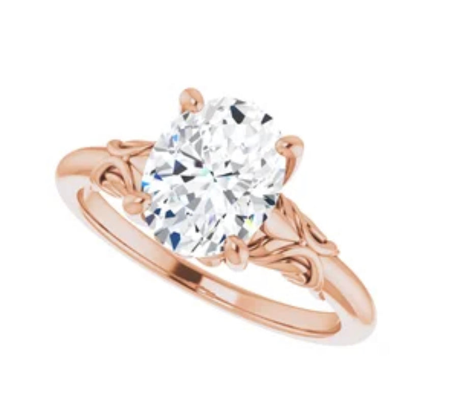 14K Rose 9x7 mm Oval Solitaire Engagement Ring