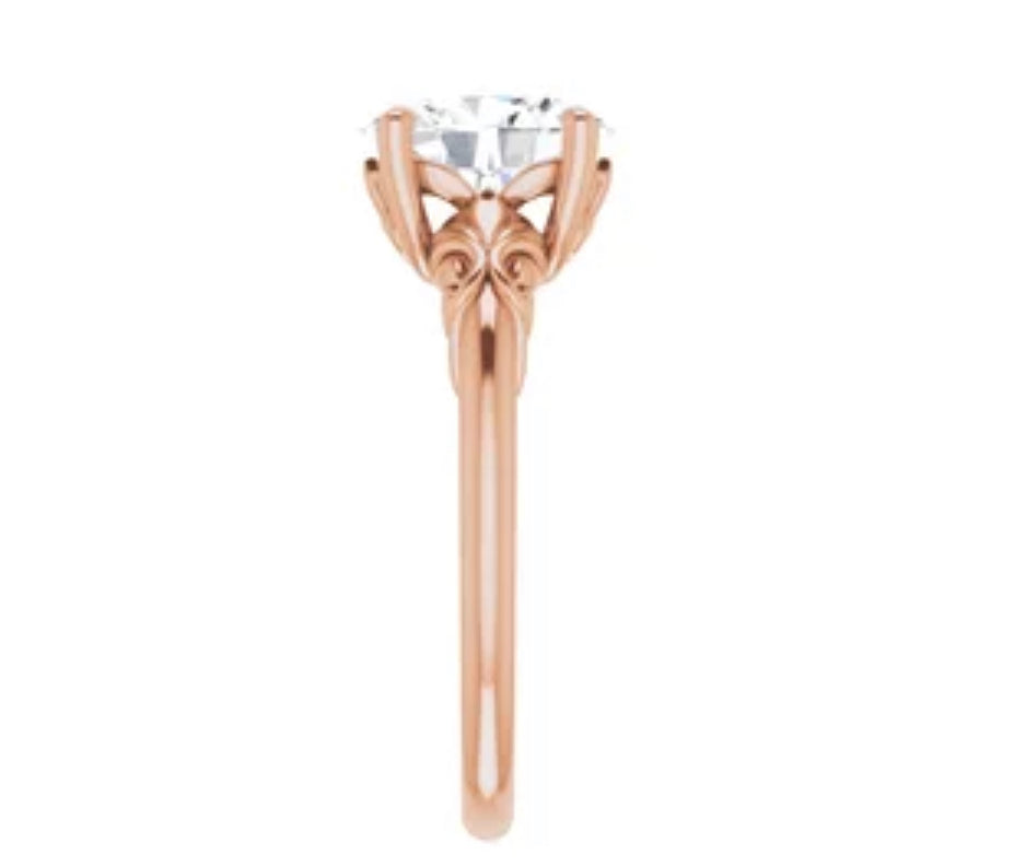 14K Rose 9x7 mm Oval Solitaire Engagement Ring
