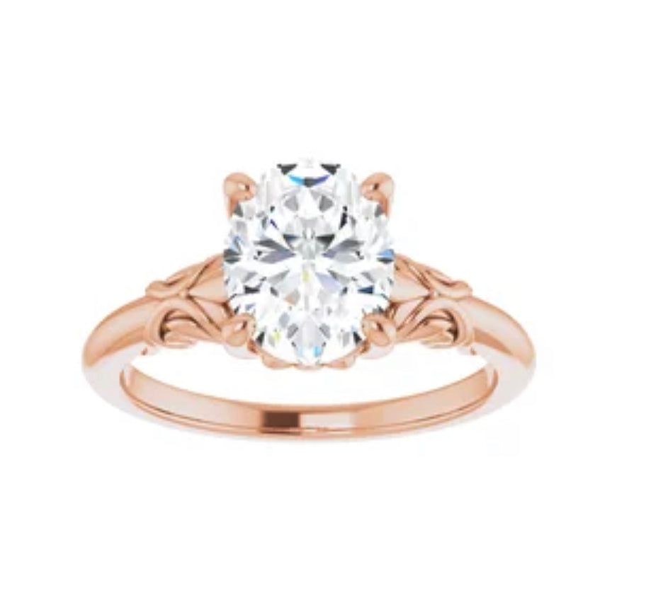 14K Rose 9x7 mm Oval Solitaire Engagement Ring