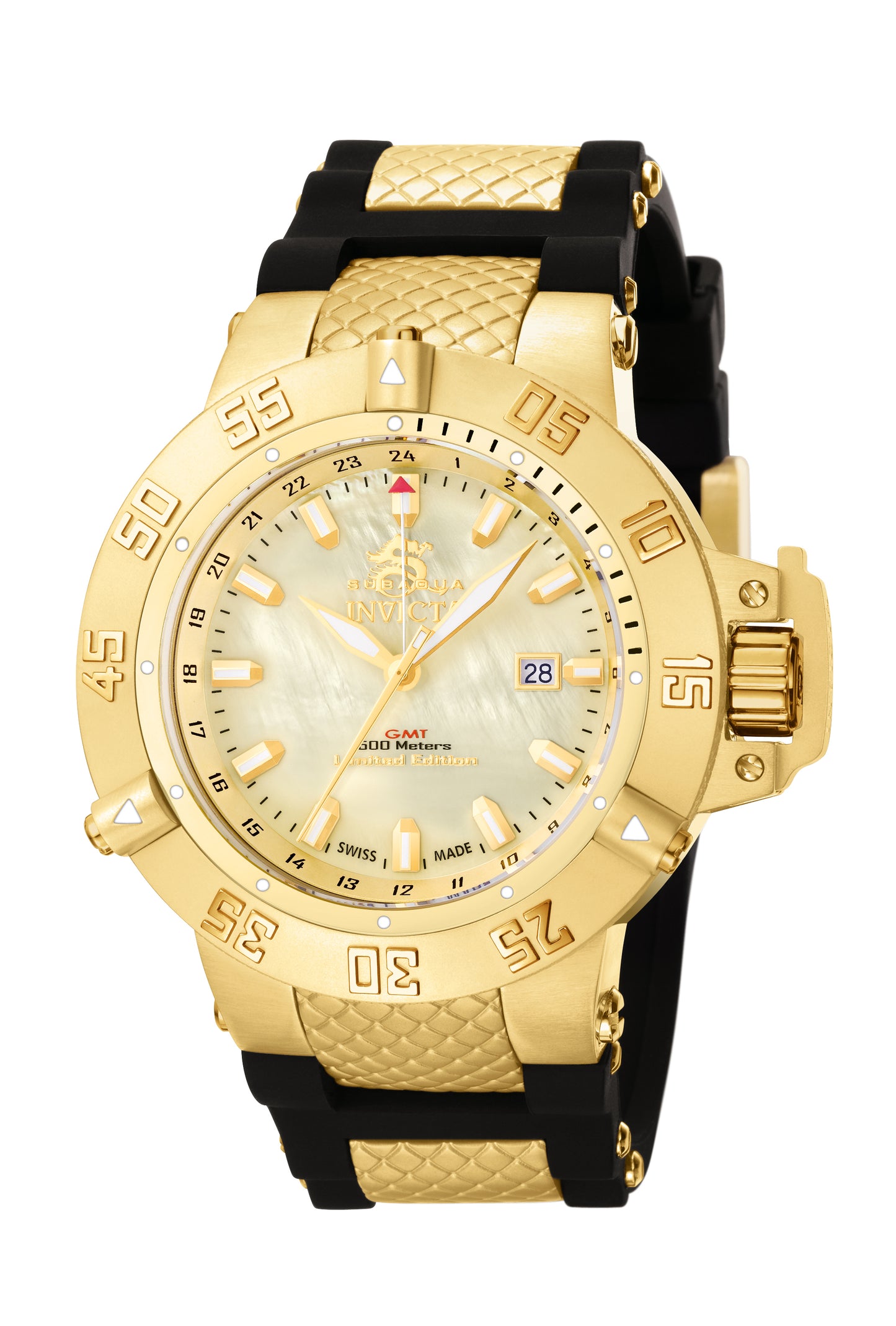 Invicta Men's 0738 Subaqua Quartz 3 Hand Champagne, Gold Dial Watch