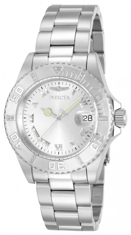 Invicta Men's 12819 Pro Diver Quartz 3 Hand Silver Dial Watch