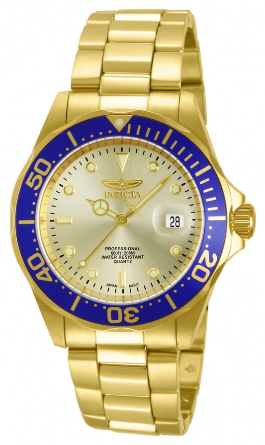 Invicta Men's 14124 Pro Diver Quartz 3 Hand Gold Dial Watch