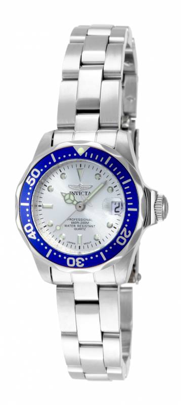 Invicta Lady 14125 Pro Diver  Quartz 2 Hand Silver Dial Watch