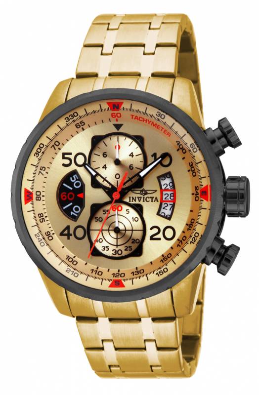 Invicta Men's 17205 Aviator  Quartz Chronograph Gold Dial Watch