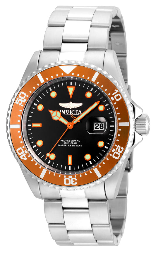 Invicta Men's 22022 Pro Diver  Quartz 3 Hand Black Dial Watch
