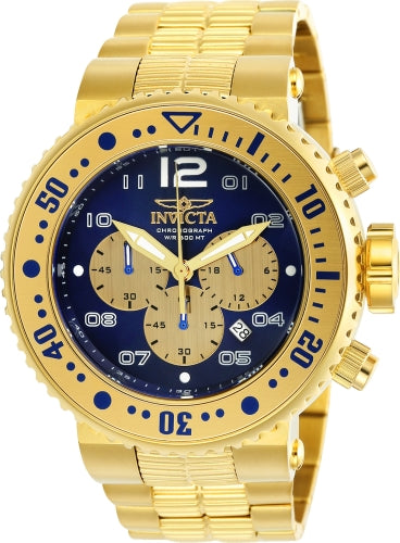 Invicta Men's 25077 Pro Diver Quartz Chronograph Gold, Blue Dial Watch
