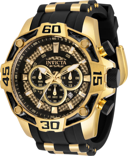 Invicta Men's 33838 Pro Diver Quartz Chronograph Gold, Black Dial Watch