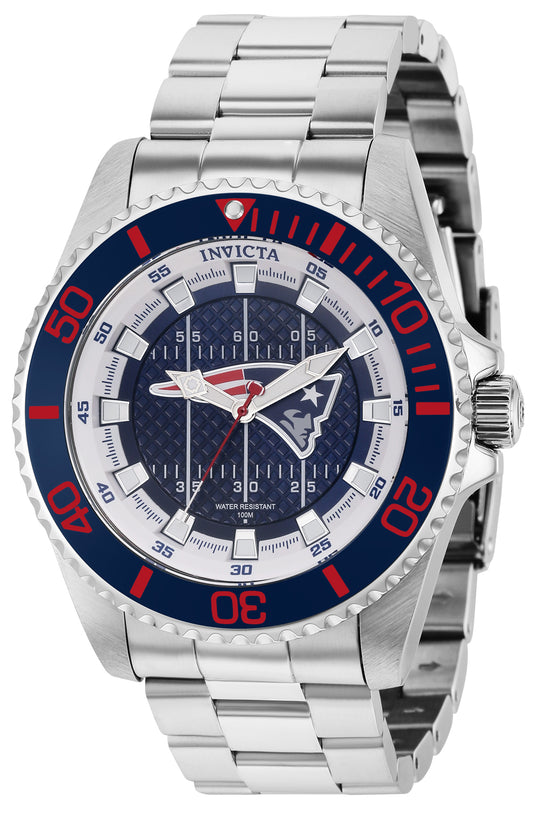 Invicta Men's 36921 NFL New England Patriots Quartz 3 Hand Blue, White, Red Dial Watch