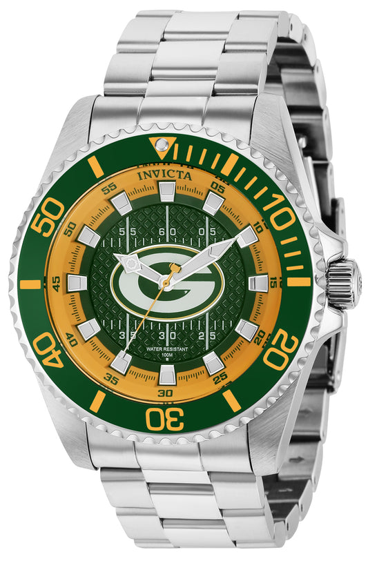 Invicta Men's 36929 NFL Green Bay Packers Quartz 3 Hand White, Orange, Green Dial Watch