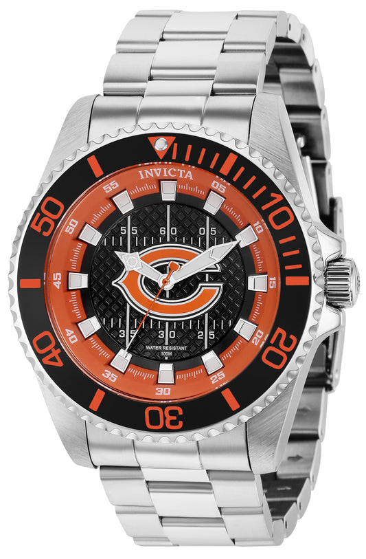 Invicta Men's 36935 NFL Chicago Bears Quartz 3 Hand White, Orange, Dark Blue Dial Watch