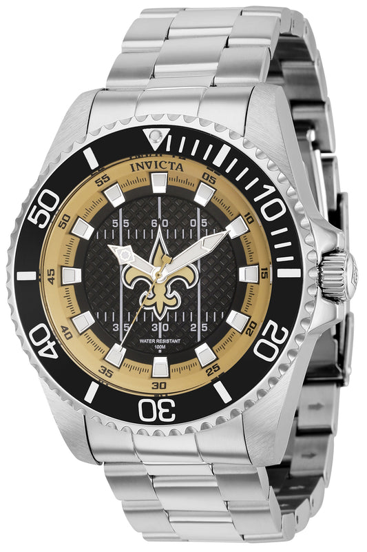 Invicta Men's 36941 NFL New Orleans Saints Quartz 3 Hand Black, White, Brown Dial Watch
