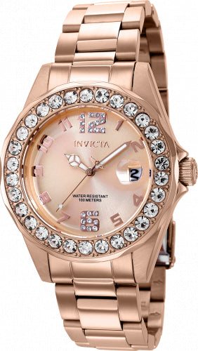 Invicta Women's 37698 Pro Diver Quartz 3 Hand Rose Gold Dial Watch