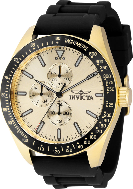 Invicta Men's 38405 Aviator Quartz 3 Hand Gold Dial Watch