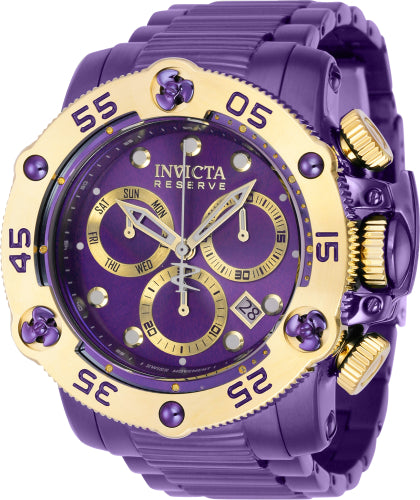 Invicta Men's 38702 Reserve Quartz Chronograph Purple, Gold Dial Watch