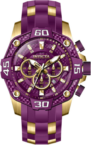 Invicta Men's 40863 Pro Diver  Quartz Chronograph Gold, Purple Dial Watch