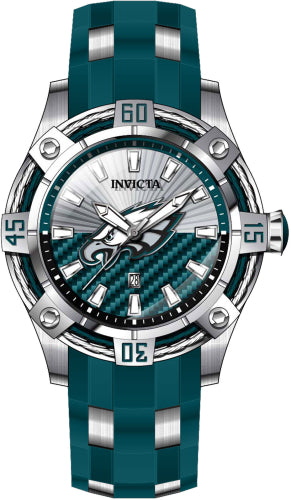 Invicta Men's 42060 NFL Philadelphia Eagles Quartz 3 Hand White, Silver, Green Dial Watch