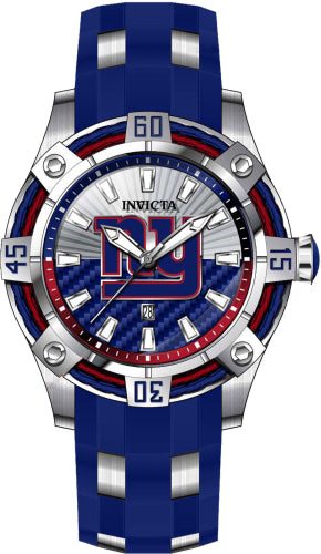 Invicta Men's 42064 NFL New York Giants Quartz 3 Hand Blue, Silver, Red Dial Watch