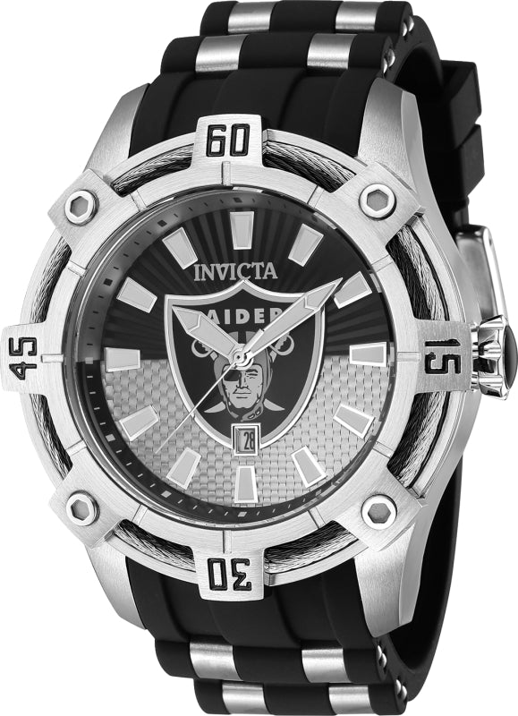 Invicta Men's 42066 NFL Las Vegas Raiders Quartz 3 Hand Black, Grey Dial Watch