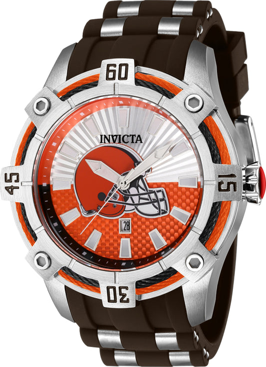Invicta Men's 42075 NFL Cleveland Browns Quartz 3 Hand Orange, Silver Dial