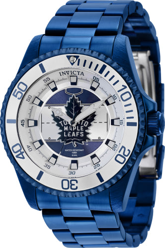 Invicta Men's 42246 NHL Toronto Maple Leafs Quartz Silver, White, Blue Dial Color