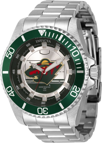 Invicta Men's 42250 NHL Minnesota Wild Quartz Ivory, Green, Yellow, Red, Silver, White Dial Color