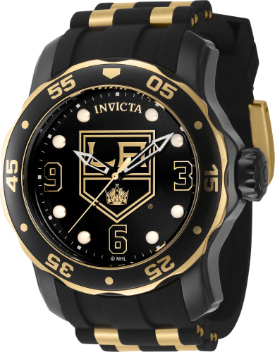 Invicta Men's 42309 NHL Los Angeles Kings Quartz 3 Hand Gold, Black, White Dial Watch