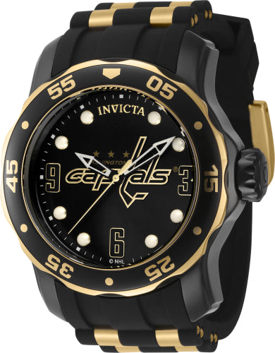 Invicta Men's 42311 NHL Washington Capitals Quartz 3 Hand Gold, Black, White Dial Watch