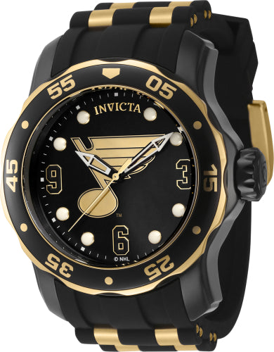 Invicta Men's 42313 NHL St. Louis Blues Quartz 3 Hand Gold, Black, White Dial Watch
