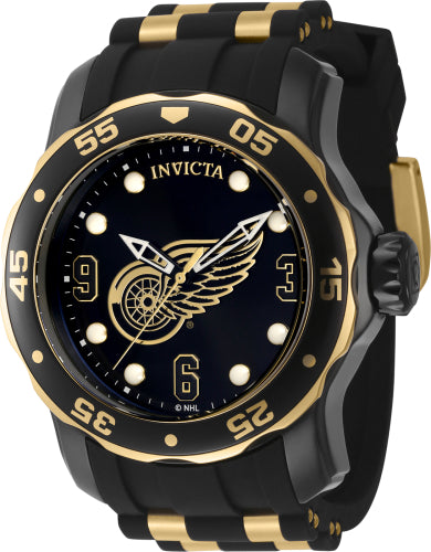 Invicta Men's 42314 NHL Detroit Red Wings Quartz 3 Hand Gold, Black, White Dial Watch