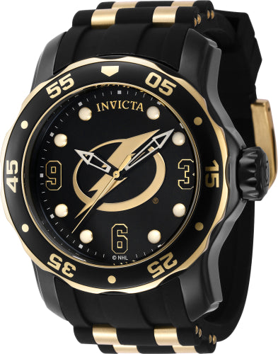Invicta Men's 42319 NHL Tampa Bay Lightning Quartz 3 Hand Black, White, Gold Dial Watch