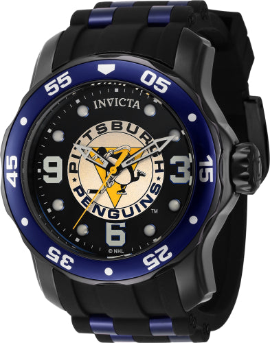 Invicta Men's 42646 NHL Pittsburgh Penguins Quartz 3 Hand Black Dial Watch