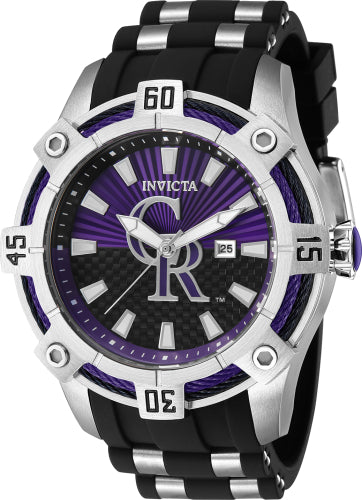 Invicta Men's 43267 MLB Colorado Rockies Quartz Multifunction Purple, Black Dial Watch