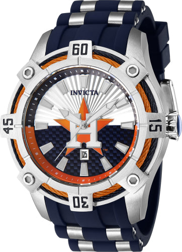 Invicta Men's 43269 MLB Houston Astros Quartz Multifunction Blue, White, Silver, Orange Dial Watch