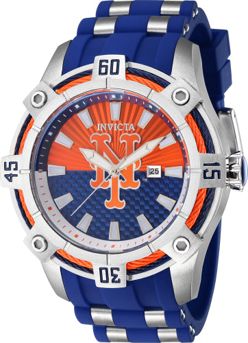 Invicta Men's 43277 MLB New York Mets Quartz Multifunction Blue, Orange Dial Watch