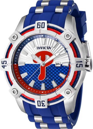 Invicta Men's 43279 MLB Philadelphia Phillies Quartz Multifunction Blue, Silver, Red Dial Watch