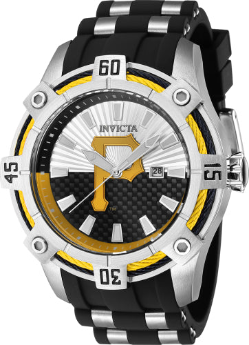 Invicta Men's 43291 MLB Pittsburgh Pirates Quartz Multifunction Yellow, Silver, Black Dial Watch