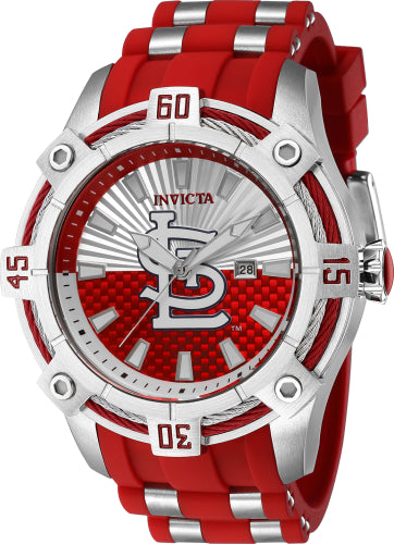 Invicta Men's 43295 MLB St. Louis Cardinals Quartz Multifunction Silver, Red Dial Watch