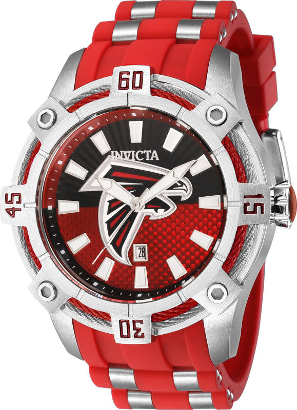 Invicta Men's 43326 NFL Atlanta Falcons Quartz 3 Hand Black, Red Dial Watch