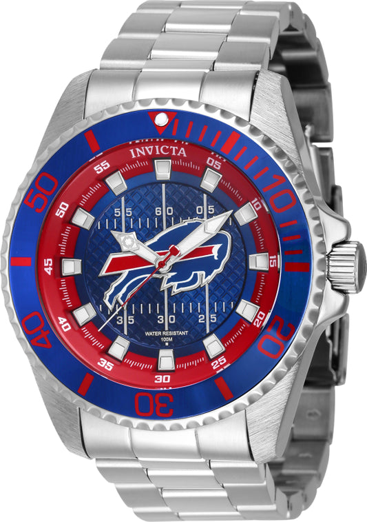 Invicta Men's 43327 NFL Buffalo Bills Quartz 3 Hand Blue, Red Dial Watch