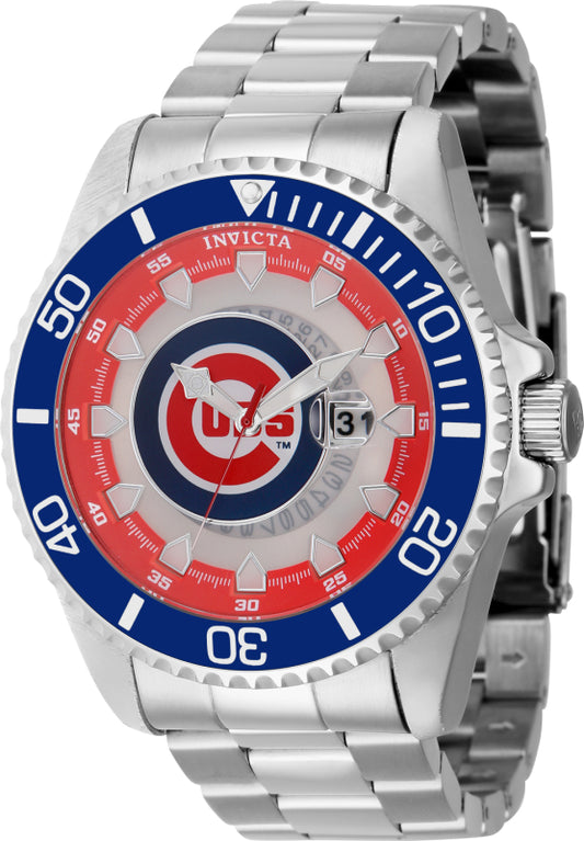 Invicta Men's 43458 MLB Chicago Cubs Quartz Multifunction Red, Silver, White, Blue Dial Watch