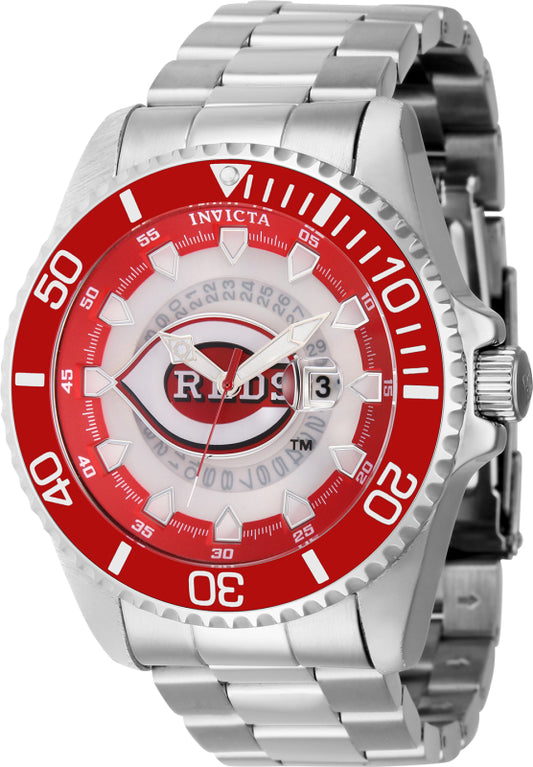 Invicta Men's 43460 MLB Cincinnati Reds Quartz Multifunction Red, Silver, White, Black Dial Watch