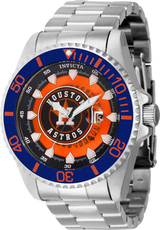 Invicta Men's 43464 MLB Houston Astros Quartz Multifunction Blue, White, Silver, Orange Dial Watch