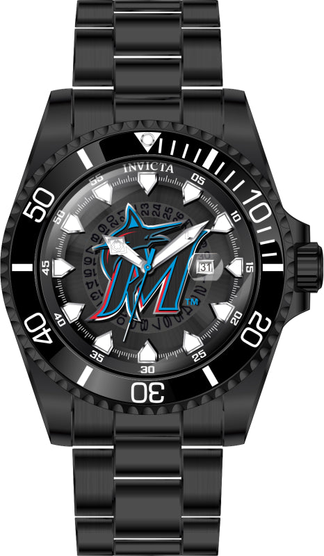 Invicta Men's 43468 MLB Miami Marlins Quartz Multifunction Red, Silver, White, Blue, Black Dial Watch