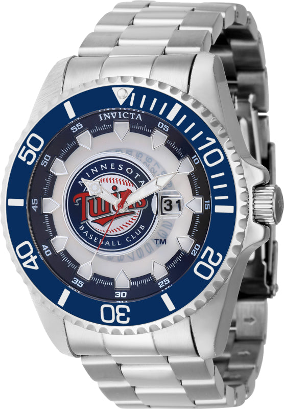 Invicta Men's 43470 MLB Minnesota Twins Quartz Multifunction Red, Silver, White, Blue Dial Watch
